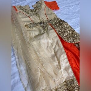 Elegant Gold and Orange Traditional lehenga Dress for girls